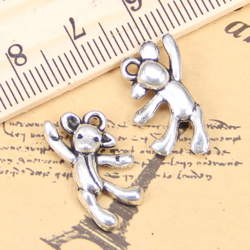 76pcs Charms For Jewelry Making gymnastics lovely bear 19x10mm Antique Silver Plated Pendants Handmake Tibetan Silver Necklace