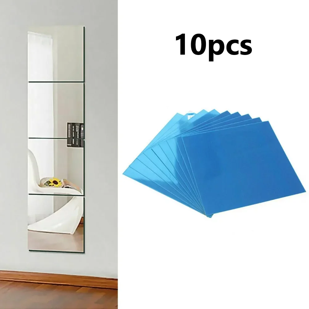 

10Pcs 10CM Square Mirror Glass Tile Wall Stickers Decal Mosaic Decor Self Adhesive Acrylic Sticker For Bathroom DIY 3D Wall