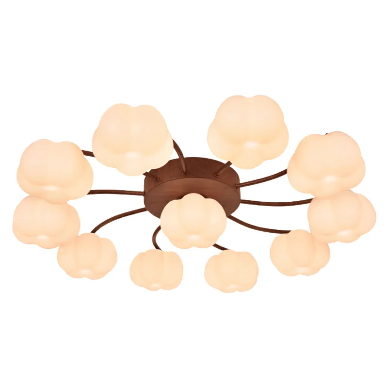 

Living room lamp new retro cotton cream wind walnut main lamp eye protection