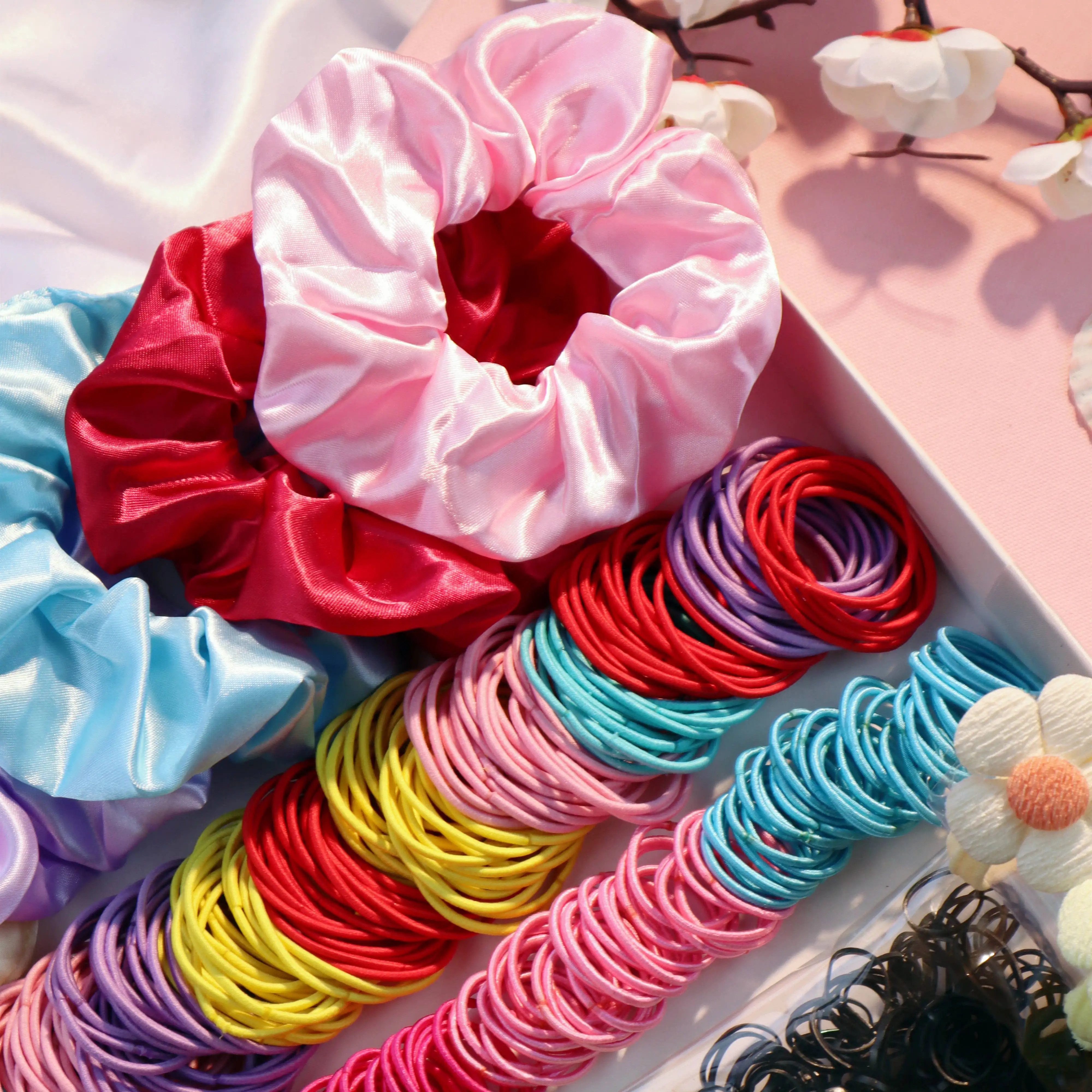 1Set Multicolour Hair Accessories for Woman Set Seamless Ponytail Holders Variety Hair Scrunchies HairBands Scrunchy Hair Ties