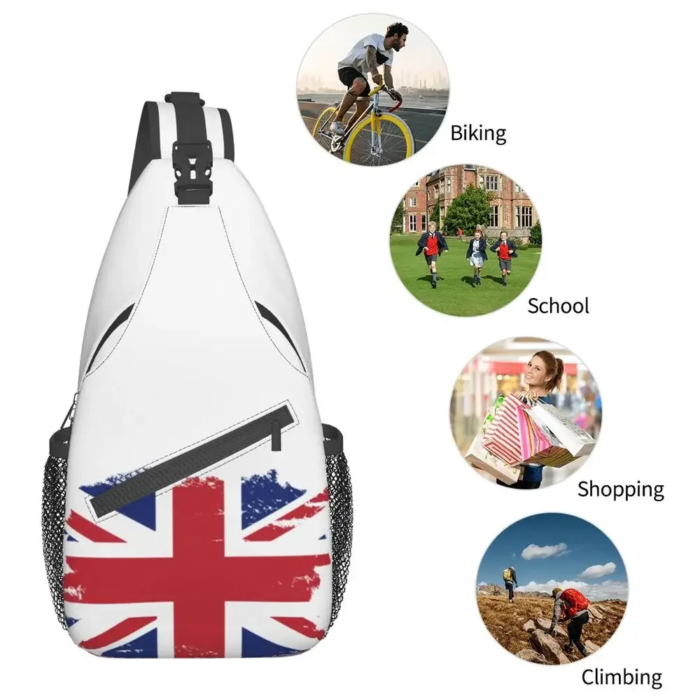 UK Flag Sling Chest Bag Custom Union Jack British Proud Shoulder Crossbody Backpack for Men Traveling Daypack