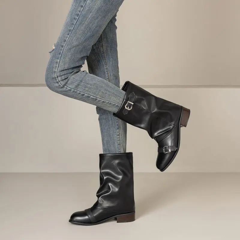 

Girseaby женские брюки до середины икры в стиле ретро, ботильоны с круглым носком, на блочном каблуке 3 см, без шнуровки, с пряжкой на ремне, большой размер 45–46, модные, для отдыха, на каждый день