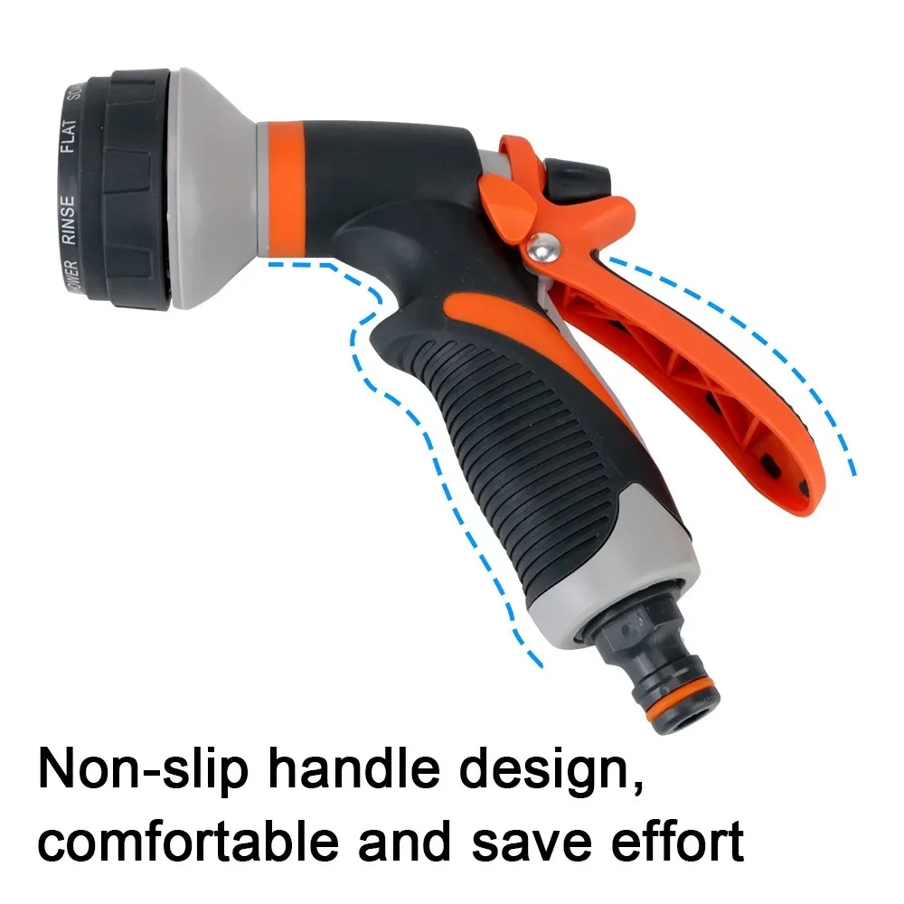Lawn Spray Watering 8 Spray Modes Garden Tools For Garden Washing Car High Pressure Water Tool Adjustable Hose Sprinkle XXL