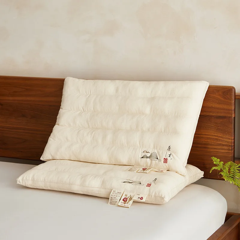 

2 шт., новинка 2025 года, однотонная удобная подушка из родной конопли для защиты шейного отдела позвоночника и сна, подушка для взрослых