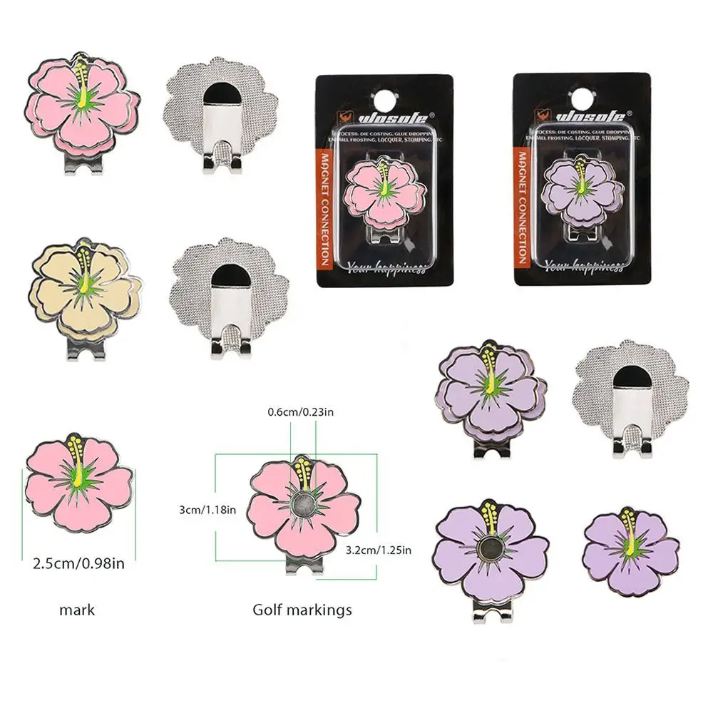 Magnetische hoedclip Bloem Golfhoed Clip Roze Kers Kersenbloem Golfhoed Clip Paarse magnetische bal Marker Hoedclip Dames