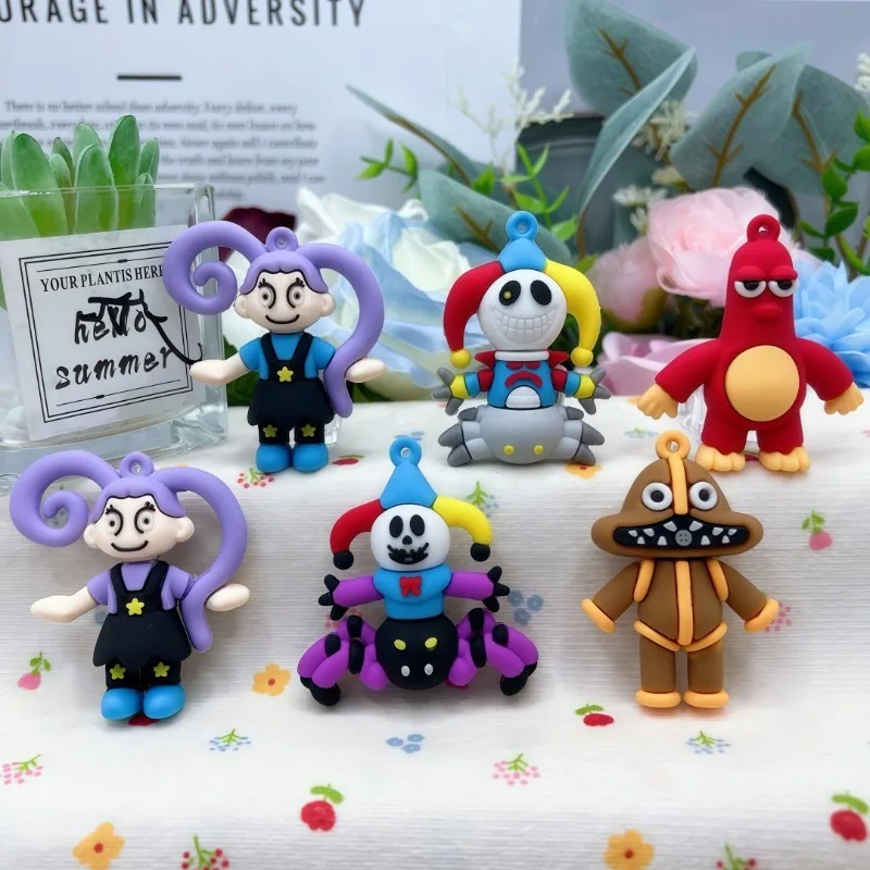 6PCS Hot Game Poppy Playtimes Series DIY Keychain Supplies Cartoon Character Creativity Personality Model Prop Merchandise