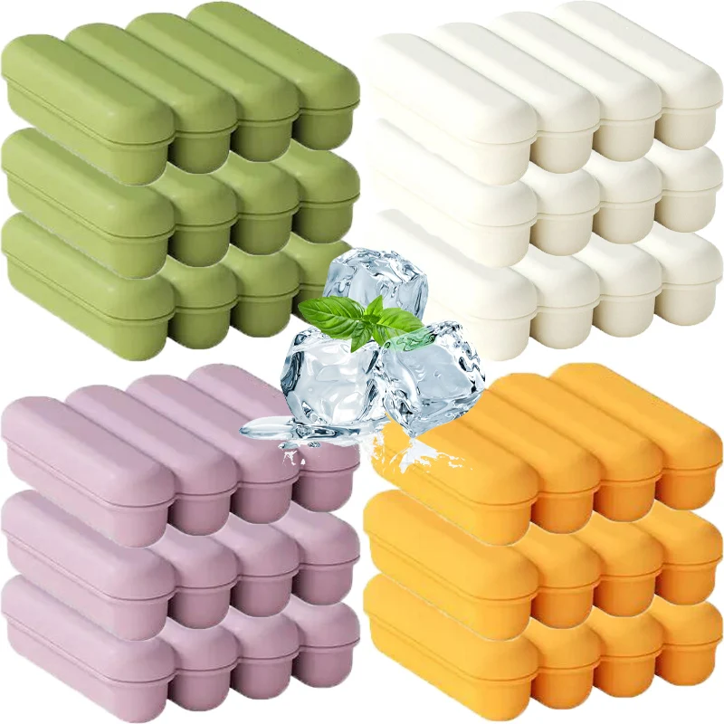 1/4pcs Colorful Silicone Ice Cube Tray with Lid Reusable Popsicle Mold Long Strip Whiskey Ice Tray Molds Kitchen Gadgets Tool