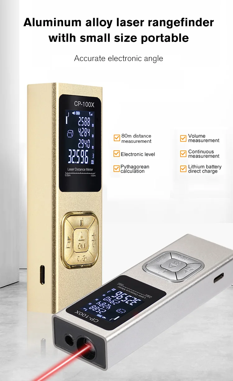 Jufune CP-40X 40m-100m Digital Mini Metal USB Charging Type-C Laser Measure Distance Meter Rangefinder