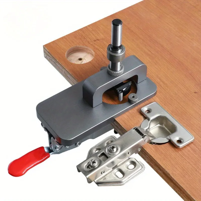 

35mm Hinge Boring Jig Kit - Concealed Hinge Drilling Guide Jig - Aluminum Alloy Hinge Hole Opener Template Puncher Locator
