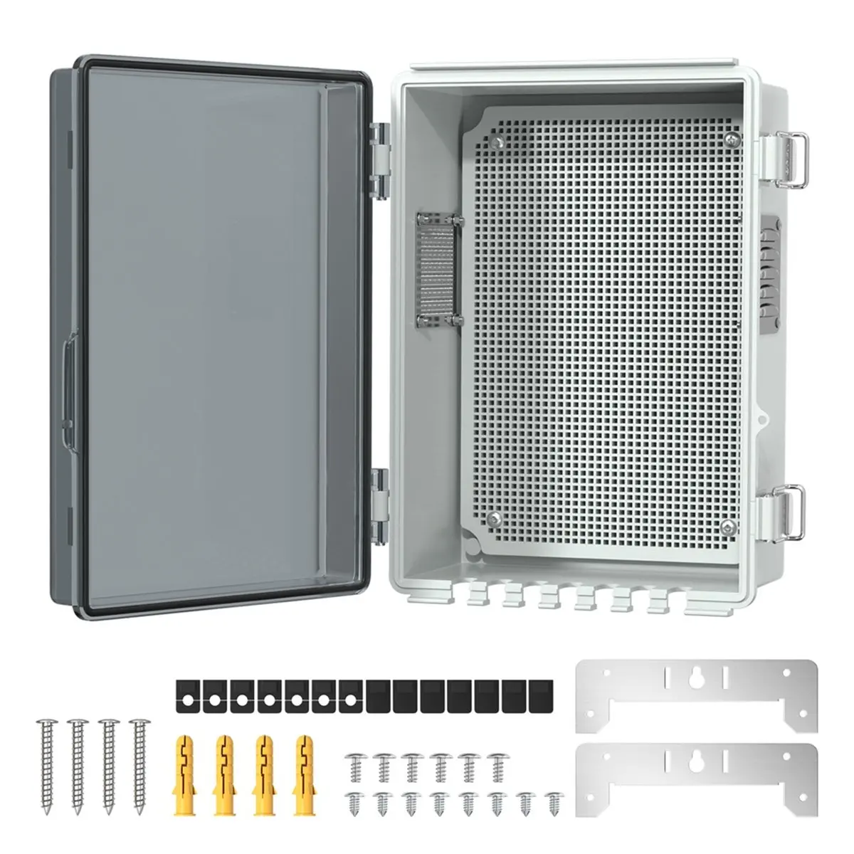 Fits for Outdoor Plastic Waterproof Distribution Box with U-Shaped Hole Outdoor Hinge Power Box Outdoor Waterproof Junction Box