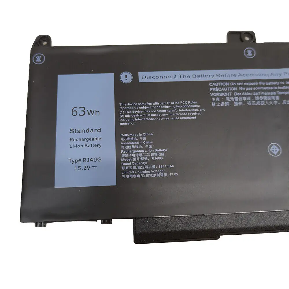 New RJ40G WY9DX Laptop Battery For Dell Latitude 5420 5520 Precision 3560 Series P104F P137G P137G001 11.4V 42Wh/15.2V 63Wh