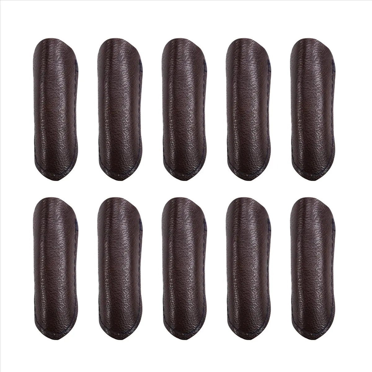 Y17A 10PCS Leather Finger Protector Finger Thimble Guards Tools for Hand Craft Jewelry Making,Half Pack Brown