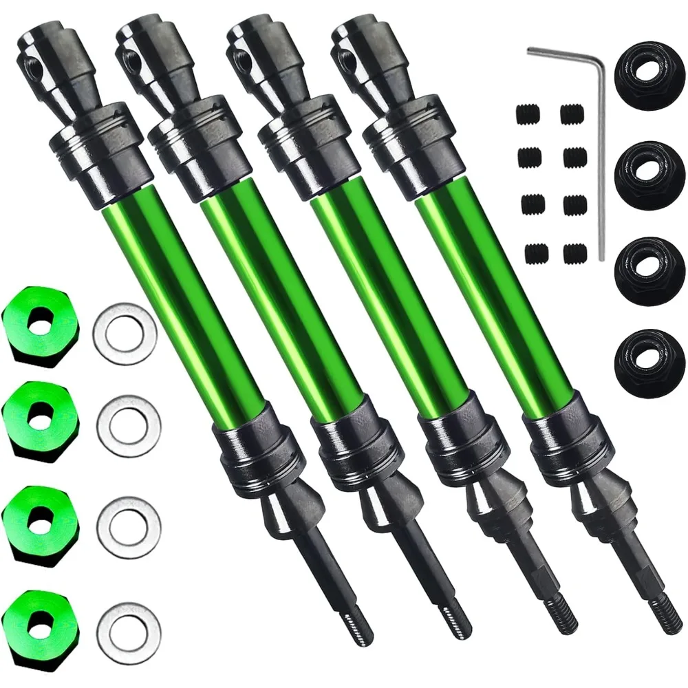 

CVD Steel Front & Rear Drive Shafts, 4PCS for 1/10 Traxxas Slash 4x4, Rustler 4x4, Stampede 4x4, Hoss 4x4, Heavy Duty RC Parts