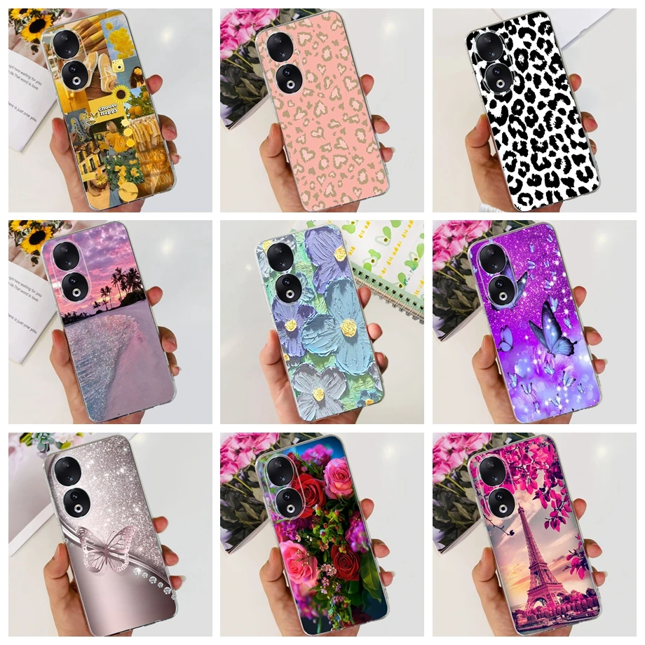 

Для Honor 90 REA-NX9 мягкий чехол для Huawei Honor 90 Pro задняя крышка бампер прозрачная защита камеры Силиконовые чехлы цветочный чехол