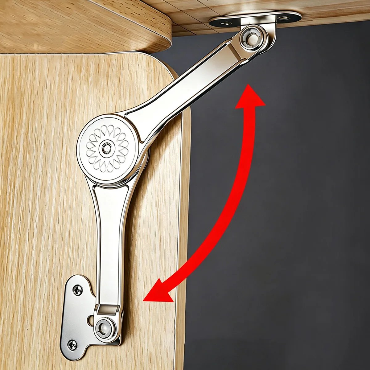 Hydraulic Lid Support Hinge Soft Close Random Stop Adjustable Folding Flap Stay for Kitchen Wardrobe Cabinet Door Hardware