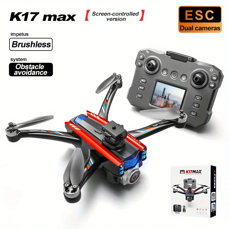 

Складной дрон K17MAX с экраном, дистанционная камера 8K для начинающих, бесщеточный двигатель, автоматический круиз, подарок для предотвращения препятствий