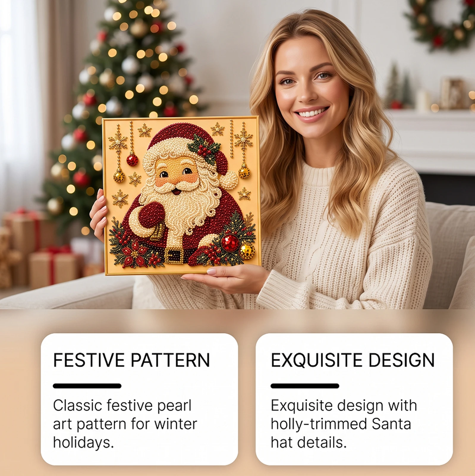 DOWMOO クリスマスパールアートキット サンタの肖像画  - Resin Art Wall Decor のレビューと価格