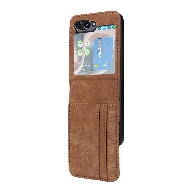 For Samsung Z Flip 5 5G Cover Business Leather Split Multi-slot Card Wallet Scratch Resistant Case For Galaxy Z Flip5 Phone Bags