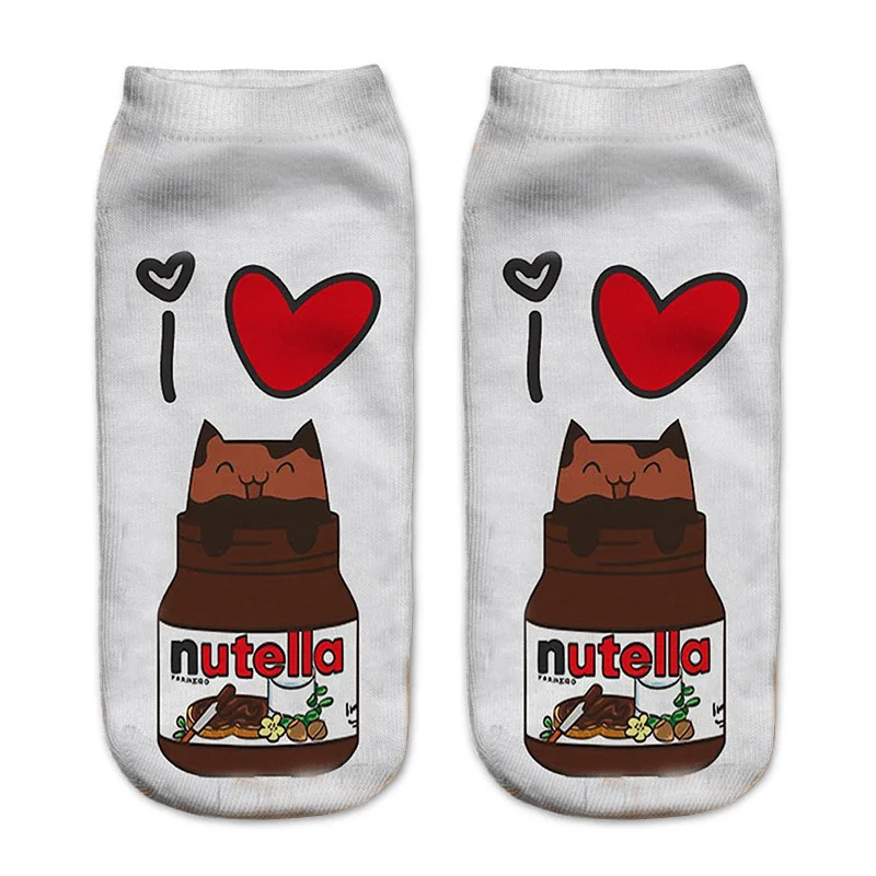 Calcetines con estampado 3d de personajes de nutella para Mujer, calcetín Unisex, dibujos animados, comida, donas, envío directo, novedad