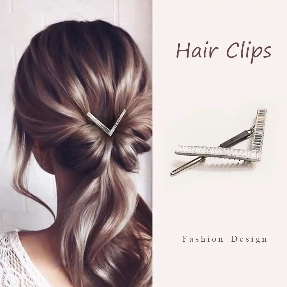 

Wedding Luxury Geometric Cubic Zircon Metal Hairpins Hair Accessories Hair Clips Hair Jewelry