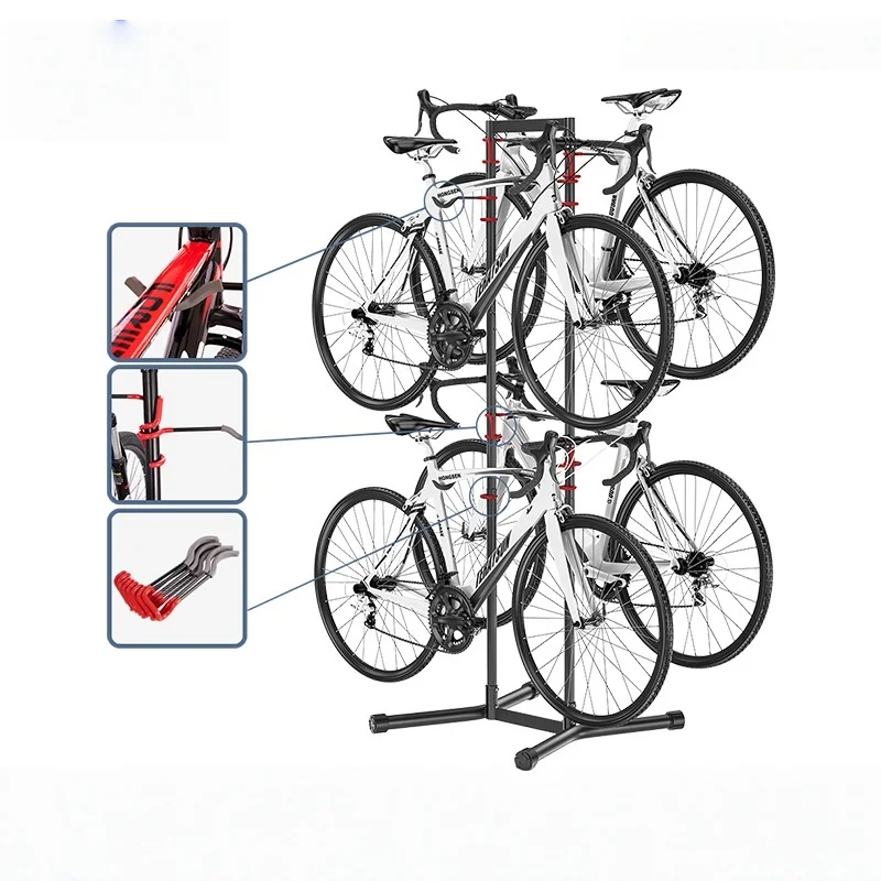 

Bicycle rack, four car parking rack, high load-bearing floor mounted mountain bike display rack