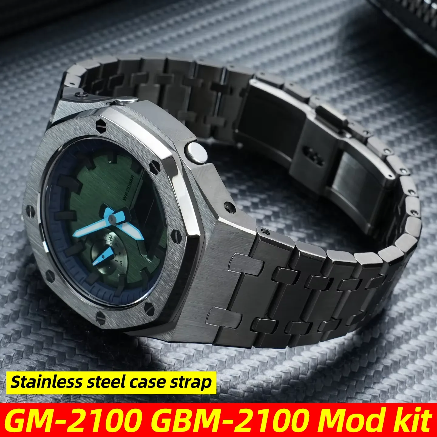 New Upgrade GM2100 Mod kit For Casio G-SHOCK  GM-2100 GBM-2100 Men Stainless Steel case strap Metal bezel watch band Accessories