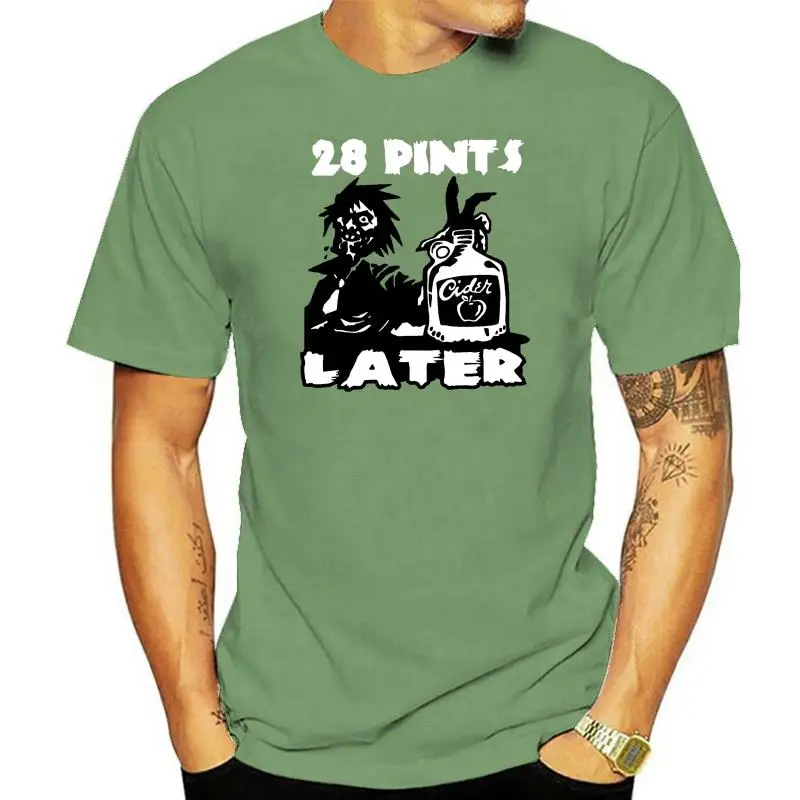 CottonDesign 3D Tee Shirts 28 Pints (Days) Later Undead Zombie Scrumpy West Country Cider Drinking T-Shirt Summer Tee Shirt