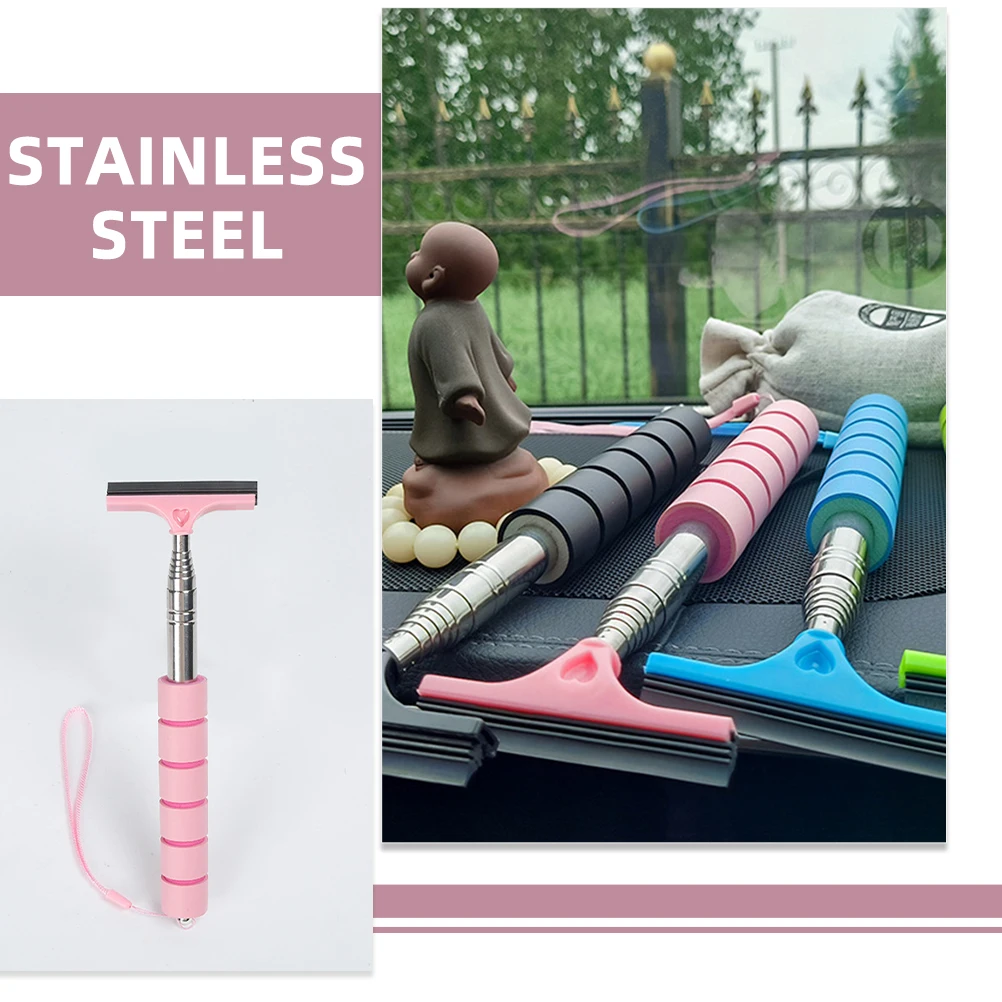 

Telescopic Car Rearview Mirror Wiper Pink Adjustable Handle Glass Cleaner Tool Windshield Squeegee Auto Accessories
