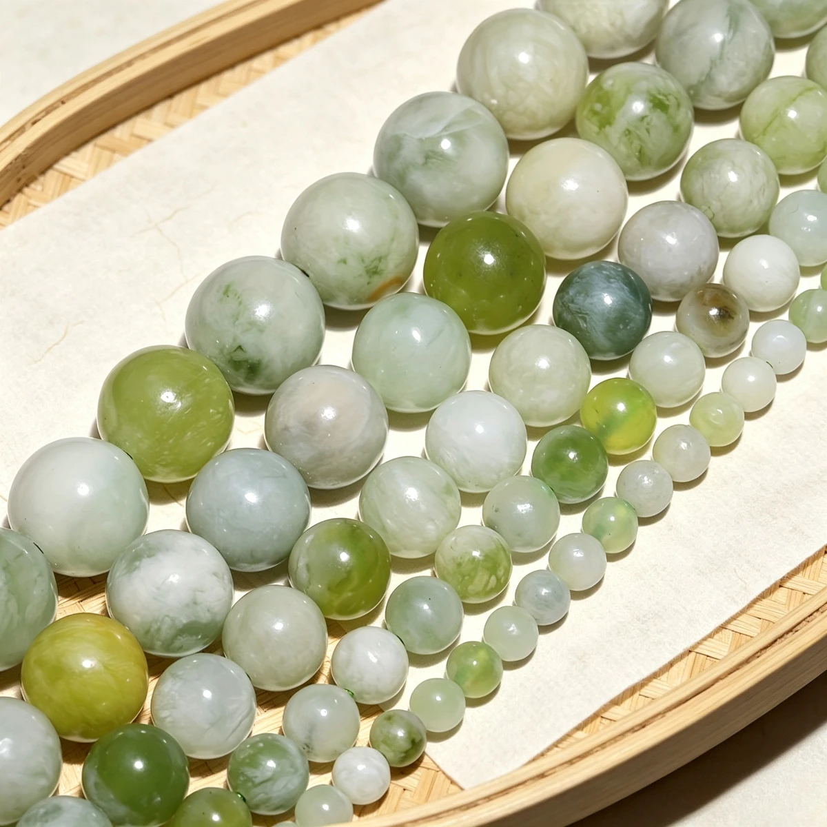 Naturstein Traubenserpentinen-Jade Lose Runde Perlen Xiuyan-Jade 4 6 8 10mm für Schmuckherstellung DIY Halskette Armband Zubehör – Detail 2