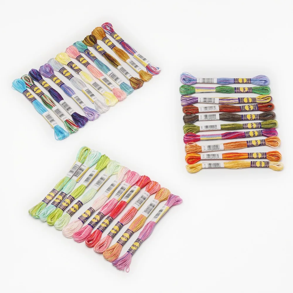 Variegated Cotton Embroidery Floss, Color Variation, Cross Stitch Thread, 30 DMC Colors in 3 Sets, 6 Strands, 8 Meters per skein