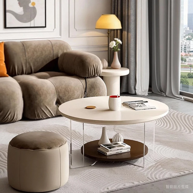 

Transparent Acrylic Coffee Table Modern Wood Living Room Simple Coffee Table Small Aesthetic Meubles Entrance Hall Furniture