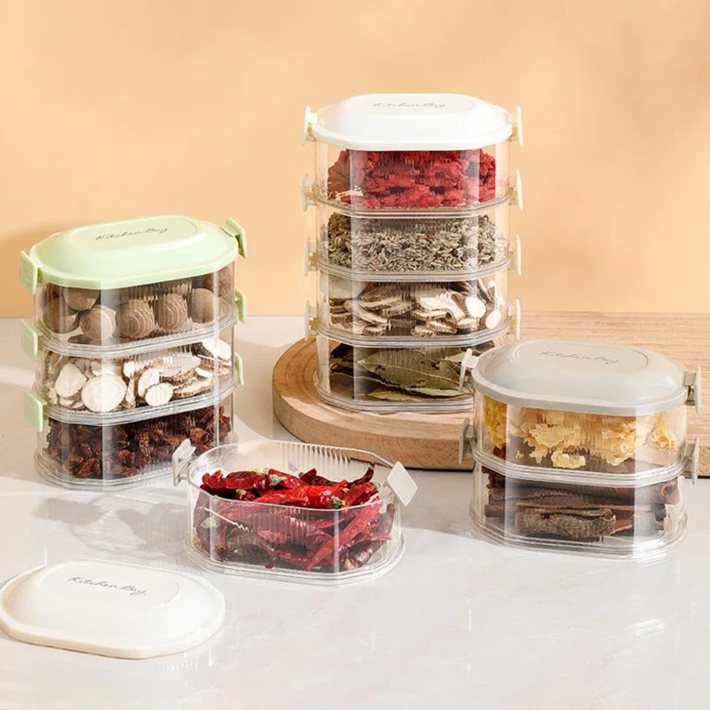 Kitchen Spice Storage Box Onion Ginger Garlic Fresh-keeping Box Multi-layer Food Sealing Moisture-proof Packaging Tank Household