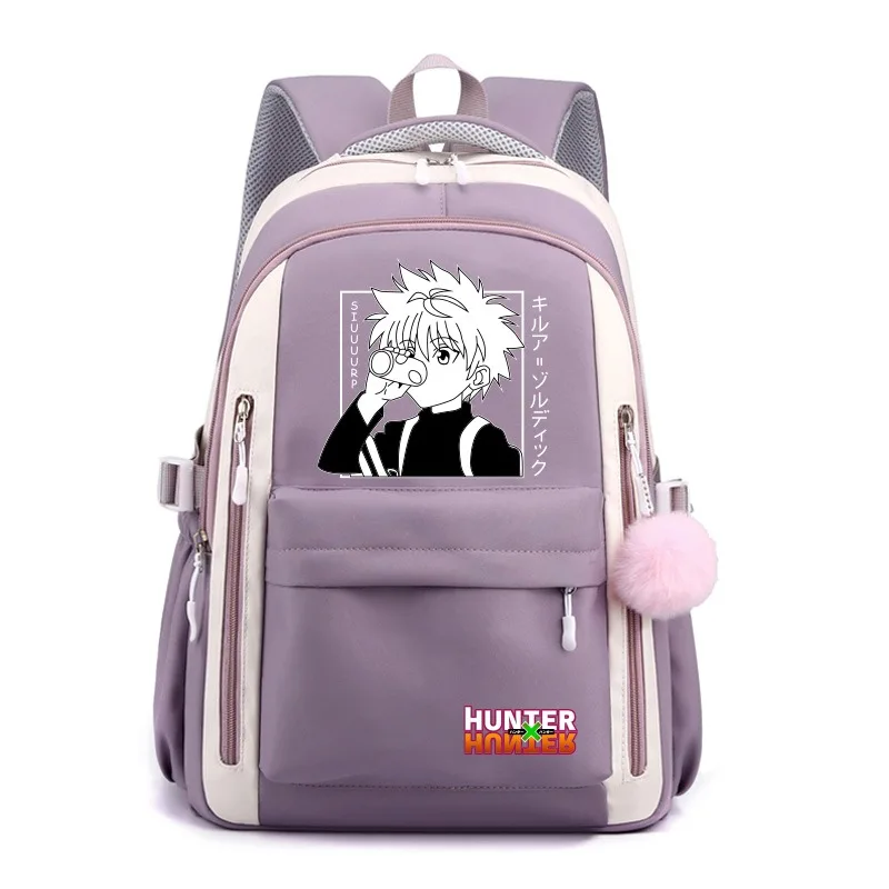 

Breathable mesh, 30×42×23cm Black Blue Purple Pink, Hunter x Hunter, Student Kids Teens School Bags, Anime Backpacks Girls Boys