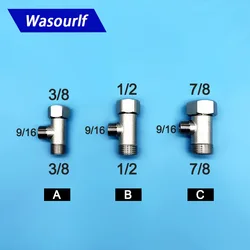 Wasourlf 화장실 어댑터 티 모양 남성 여성 스레드 1/2 7/8 9/16, 3/8 인치 황동 소재, 욕실, 화장실, 주방, 가정