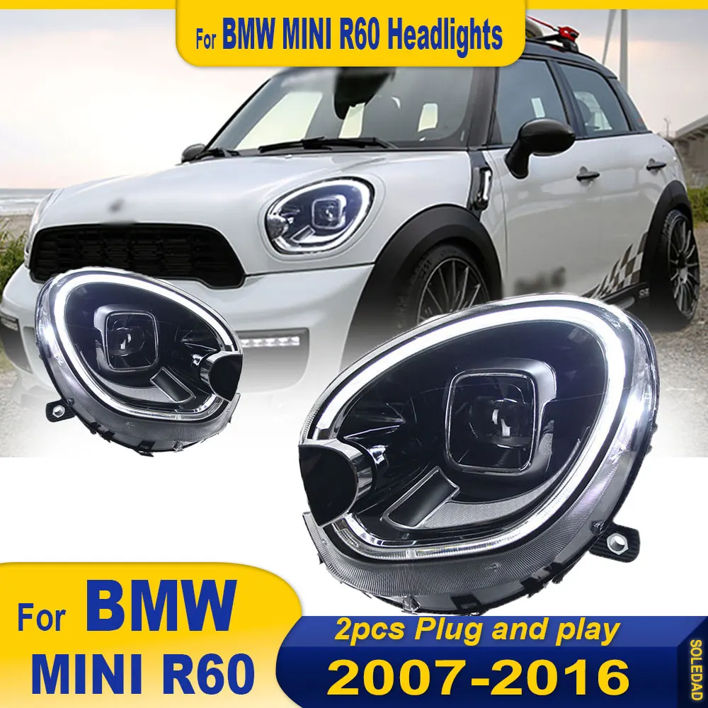 LED Head Lamp for MINI R60 LED Headlight 2010-2016 Headlights Countryman R60 DRL Turn Signal High Beam Angel Eye Projector Lens