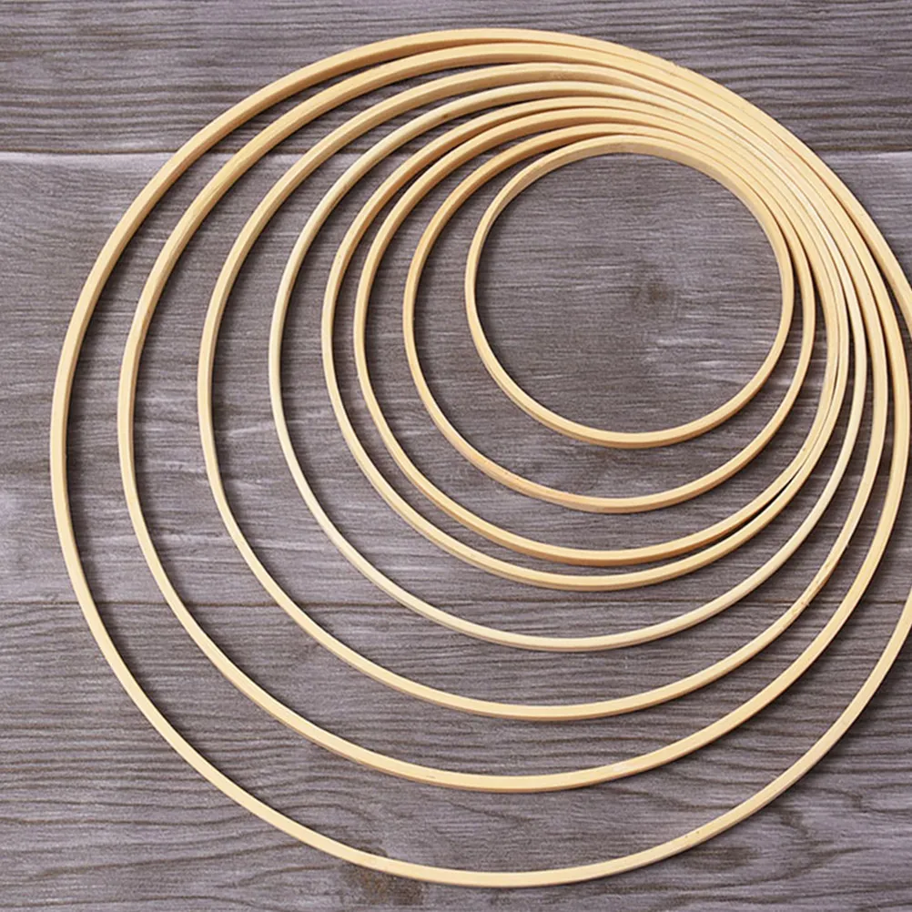 

8Pcs Bamboo Rings Wreath Hoops Macrame Dream Catcher Circles DIY Craft Supplies Floral Decoration Frame Bamboo Rings