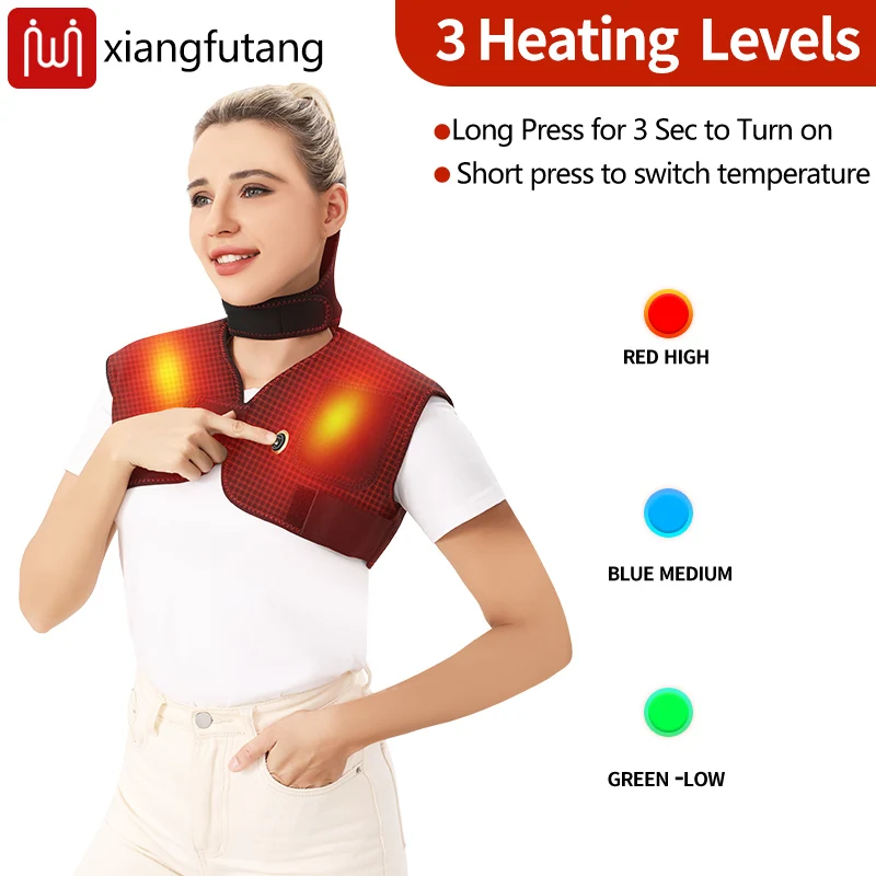 وسادة كتف للتدفئة الكهربائية متعددة الوظائف بطانية جسم دافئة للظهر غطاء منزلي لاسترخاء الرقبة والكتف #3