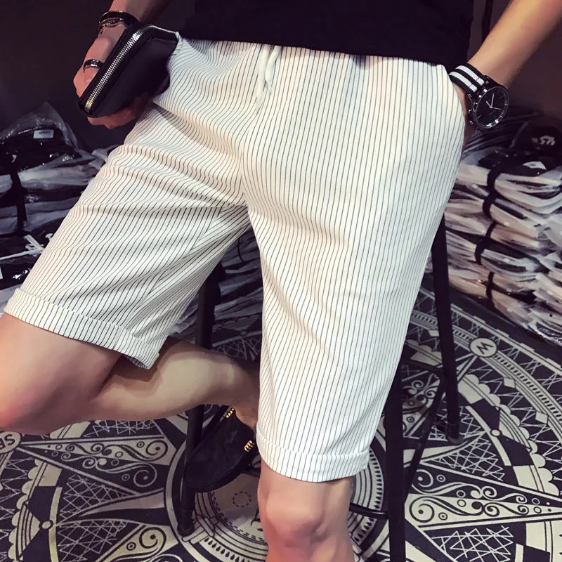 Stripe Tight Shorts For Men Cotton Thin 90s With Ice Summer Xxl Man Short Pants Xl Streetwear Casual No Logo Vintage Baggy