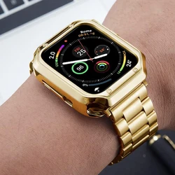 2 in 1 Case+Strap for Apple Watch Bands 49mm 45mm 44mm 42mm 41mm 40mm 38mm Stainless Steel Bracelet iWatch Ultra SE 9 8 7 6 5 4