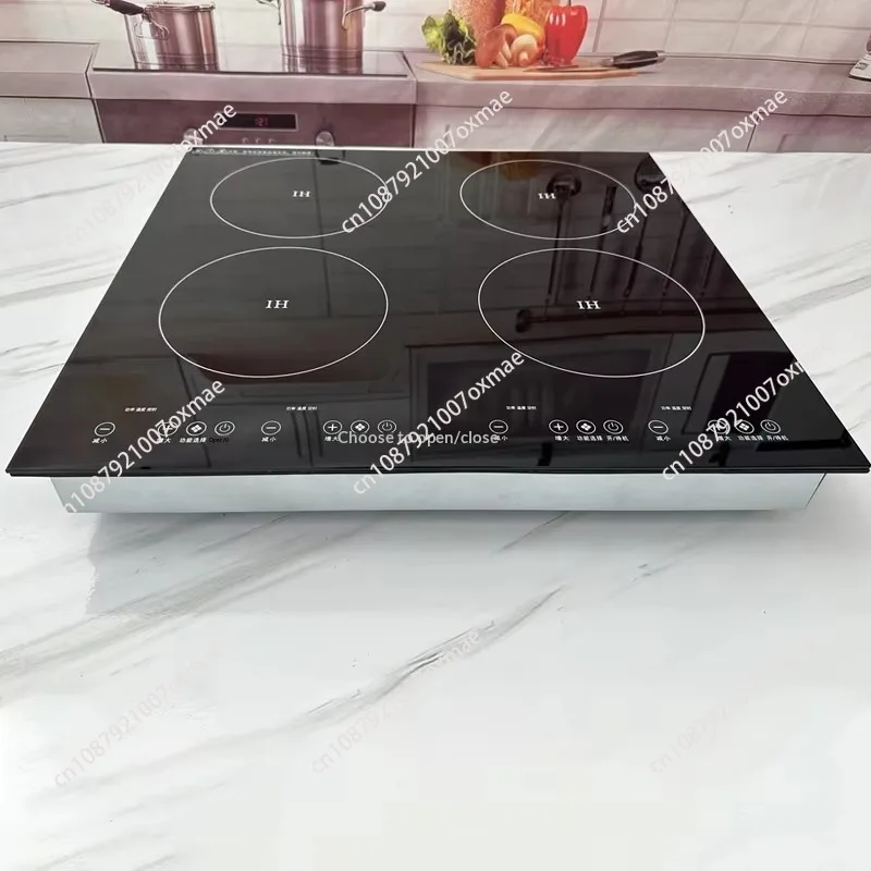 1800WX4 Black Crystal Embedded Four-head Induction Cooker Commercial English Version 110v Electric Touch Type