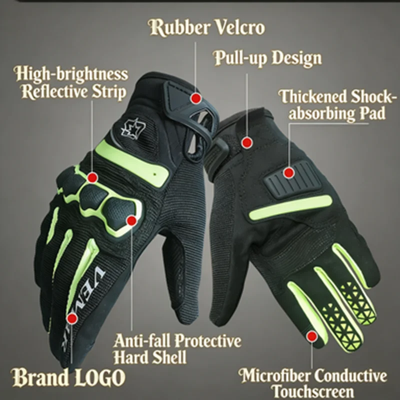 Vemar Breathable Motocross Motorcycle Biker Gloves for Men Women Touchscreen Anti-Slip Climbing Off-Road Racing Glove All-Season