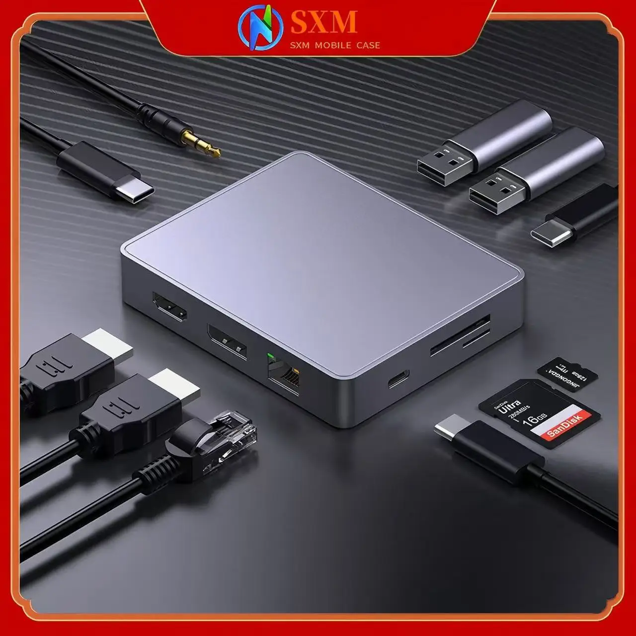 

Док-станция типа C 10-в-1, концентратор HDMI, многоинтерфейсный преобразователь для ноутбука, быстрая зарядка PD