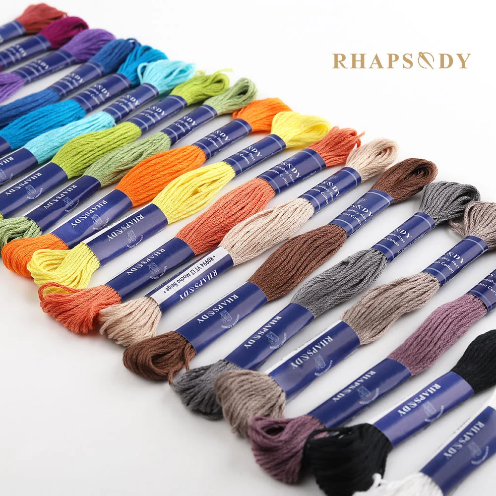 Rhapsody 6 fili DMC esclusivo 16 colori ricamo filo interdentale perla cotone egiziano punto croce 8.7 Y doppio mercerizzato 18 pz/set