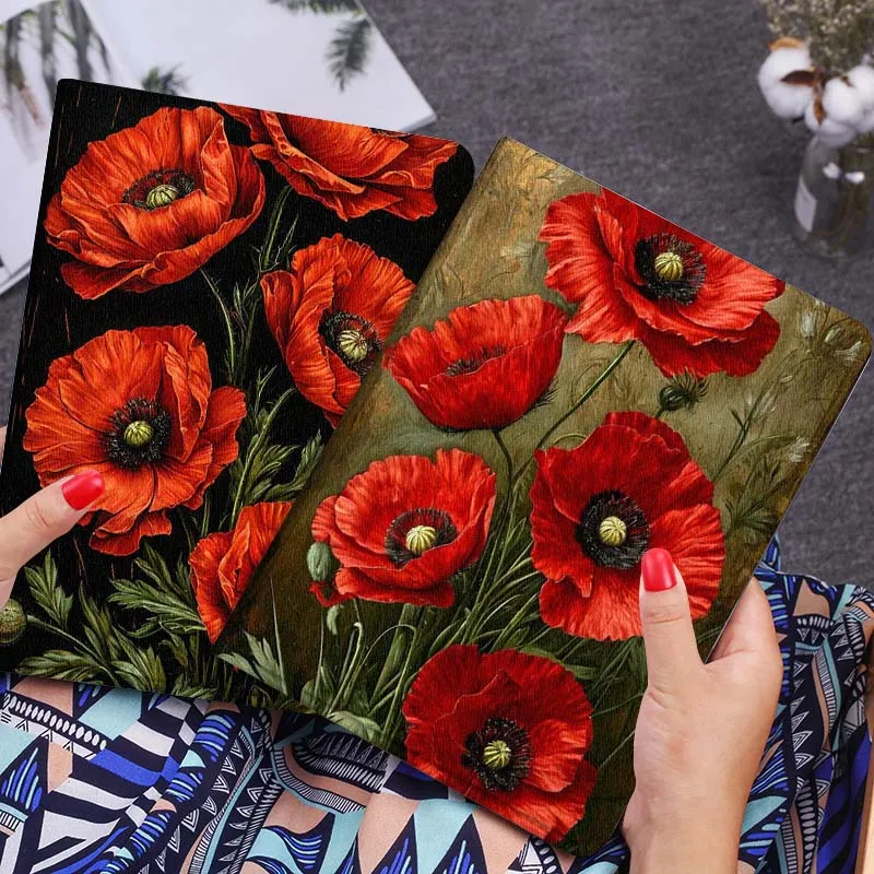 

Art Retro Red Flower For Xiaomi Redmi Mi Poco Pad 2 5 6s 7 7s Ultra Pro Max 14 12.4 12.1 inch Soft Tablet Case Gift