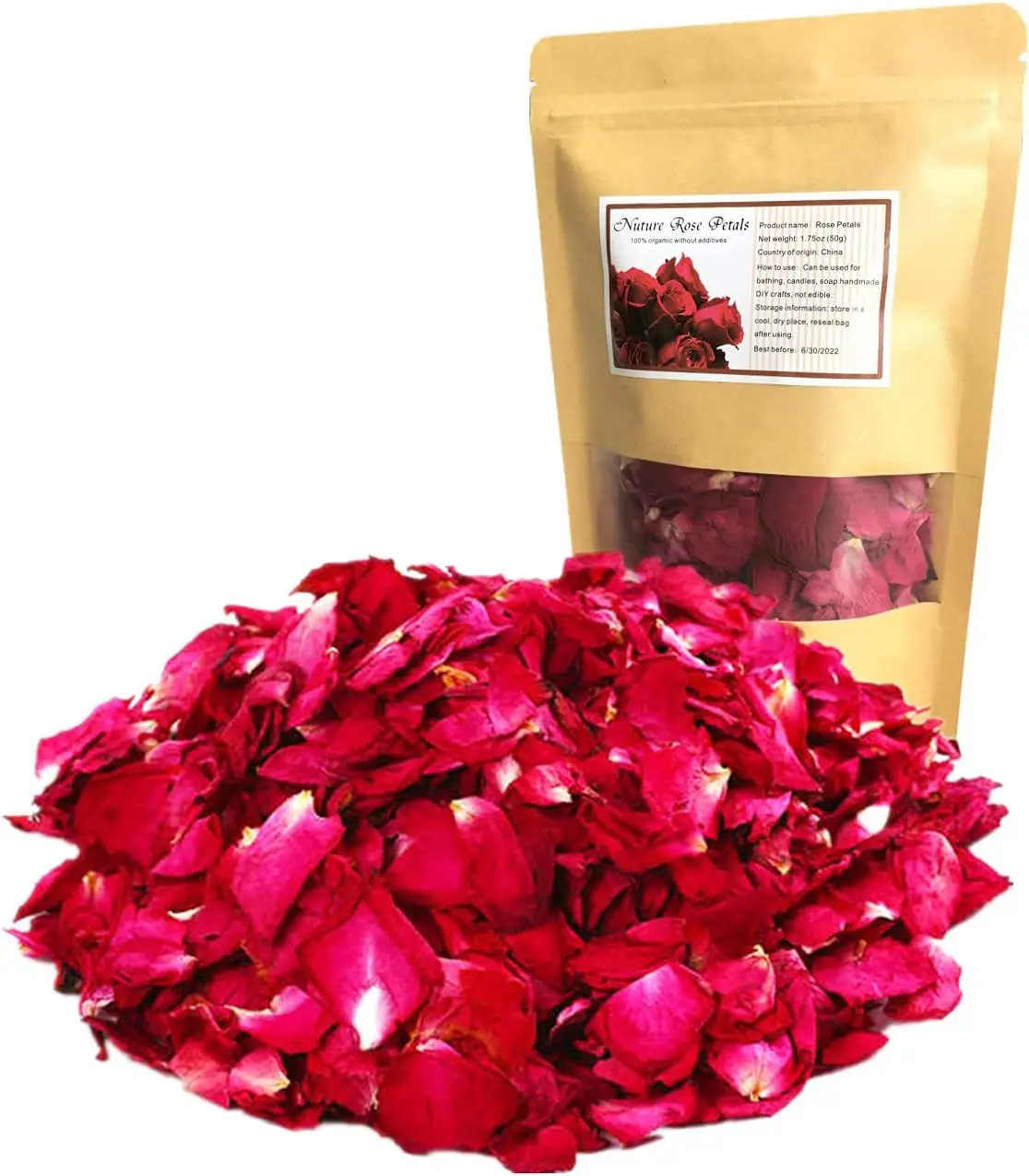 Dried Red Rose Petals 1.75oz/50g, Natural Real Rose Petals for Bath, Soap Making, Candle Making, Wedding Confetti, DIY Crafts