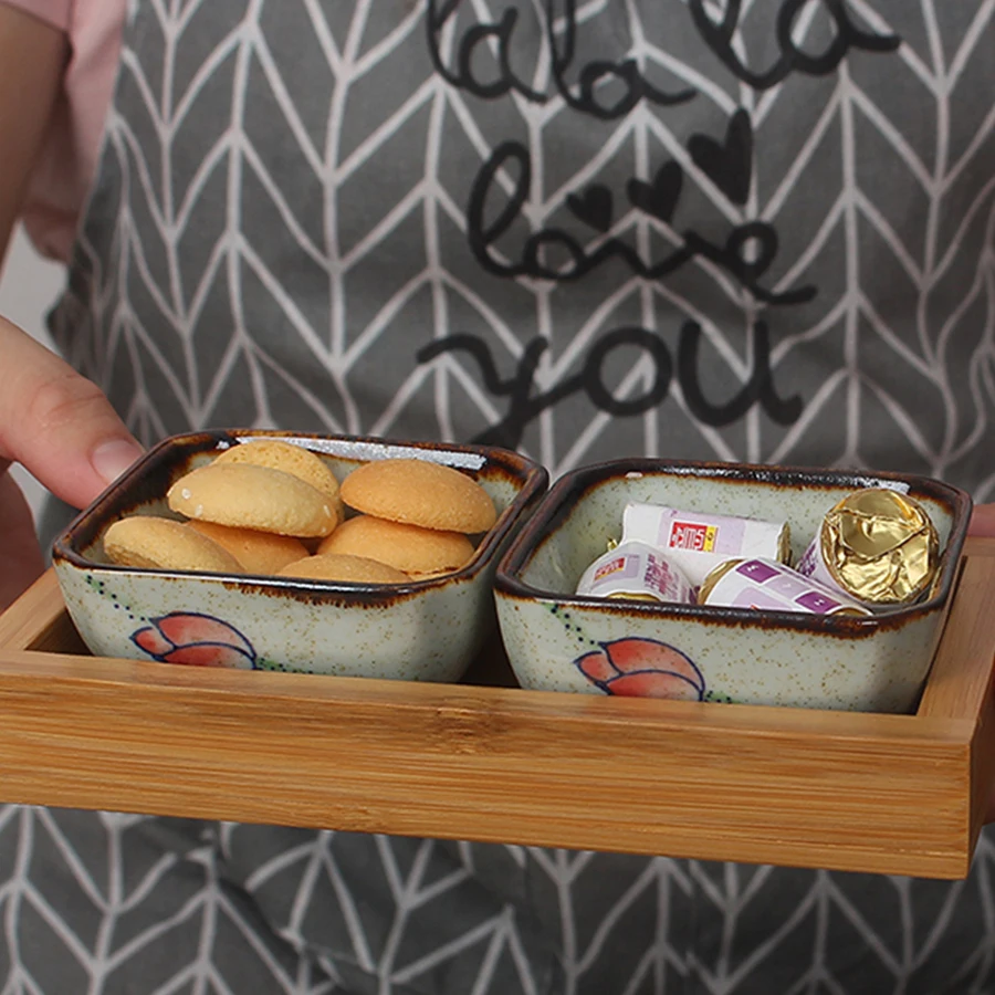 طقم أطباق سوشي سيراميك مربع ، طبق صلصة الصويا اليابانية ، صحون توابل ، أطباق صغيرة ، قارب مرق سلطة ، أدوات طاولة ، 4 صحن