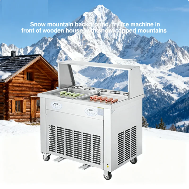 

Commercial Home Fried Ice Cream Roll Maker Machine Frying Gelato Yogurt Fruit Ice Cream Roll Machine with Freezer
