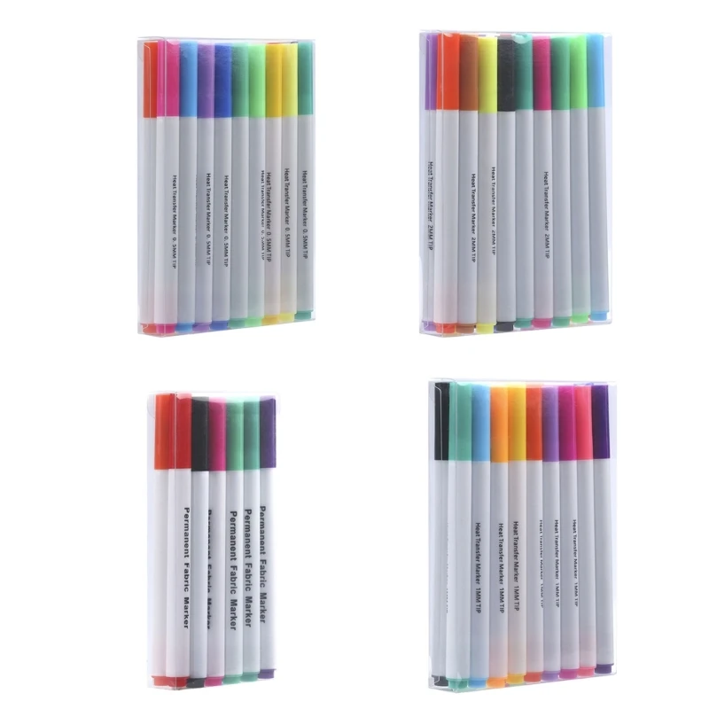 12/18 Color Embroidery Transfer Pen Fabric Marker for Heat Transfer D5QC