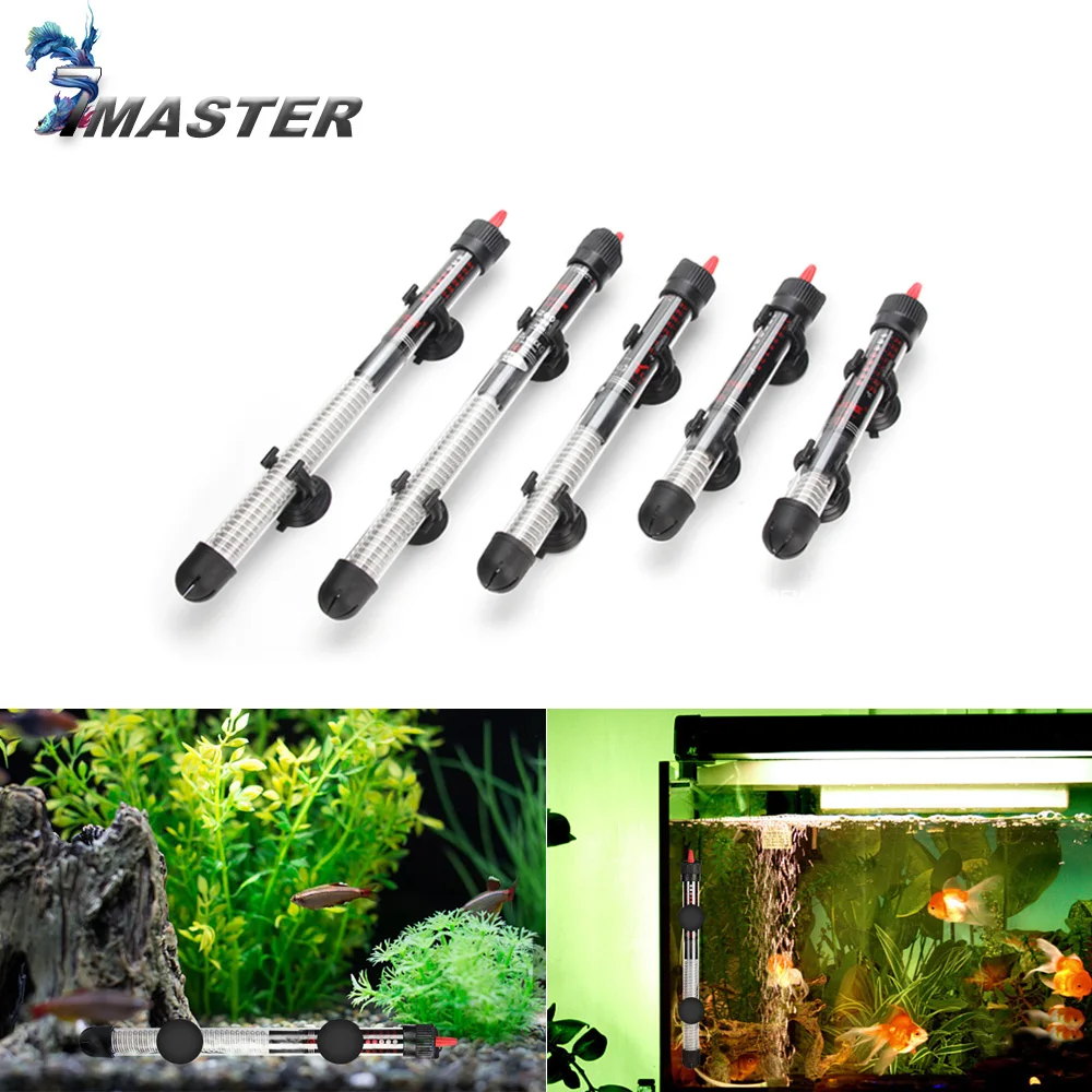 Adjustable Temperature Thermostat Heater Rod 25W/ 50W/ 100W/ 200W/ 300W Submersible Aquarium Fish Tank Water Heat 110v-220v