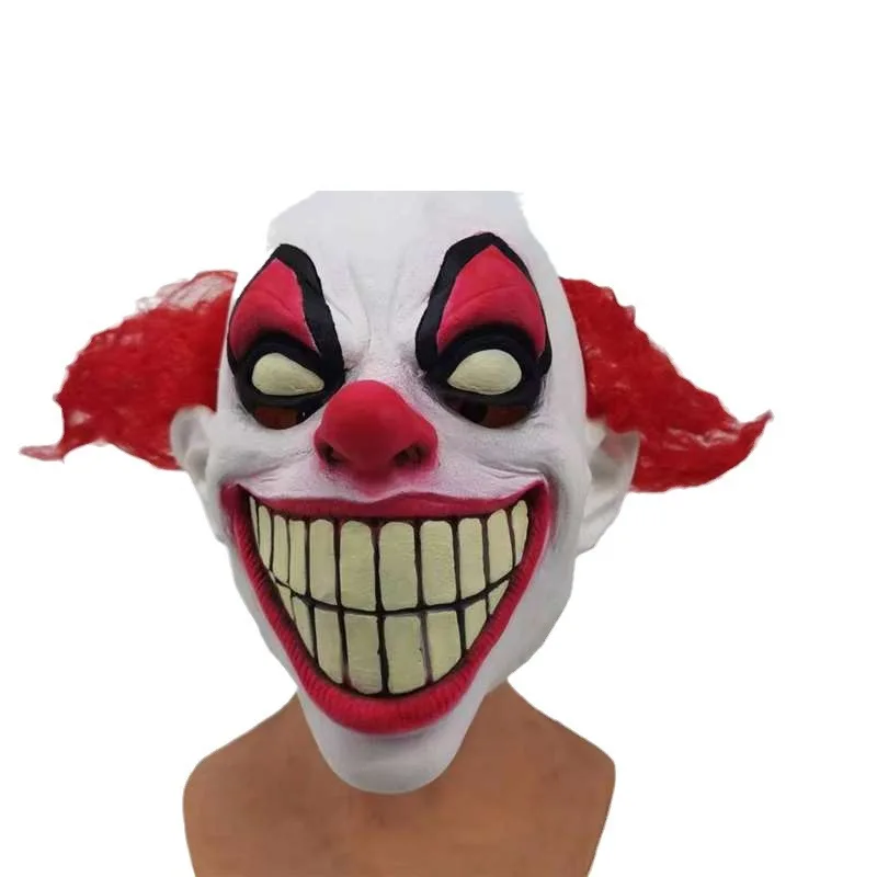 

Cosplay Halloween Face Cover Red Hair Clown Mask Halloween Party Red Eye Latex Headgear Terror Costume Props Costume Mask